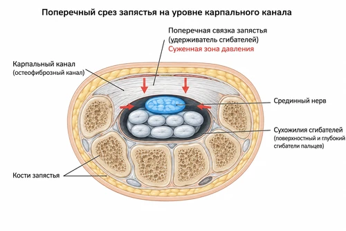 Травма запястья – причина СКК Травма приводит к отеку и компрессии нерва в карпальном канале
