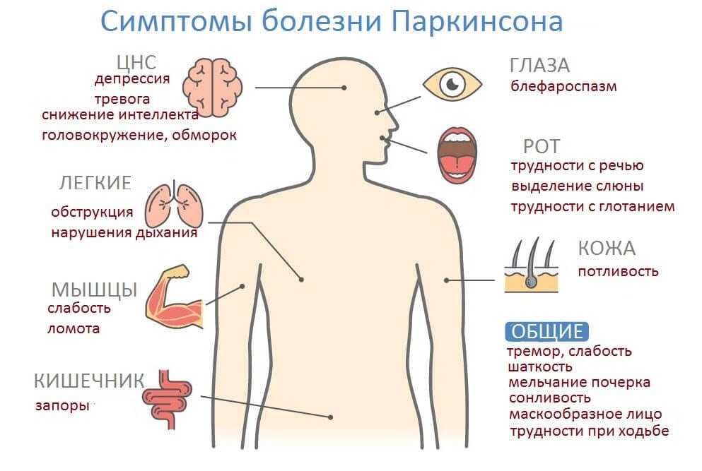 Основные симптомы болезни Паркинсона