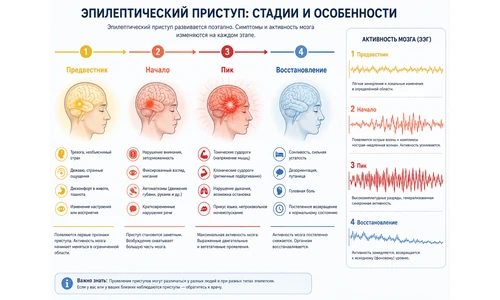 У эпилептических приступов есть свои стадии и особенности Стадии и особенности эпилептических приступов