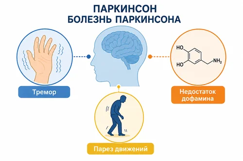 Болезнь Паркинсона – тремор, мало дофамина, характерная походка Ключевые аспекты болезни Паркинсона