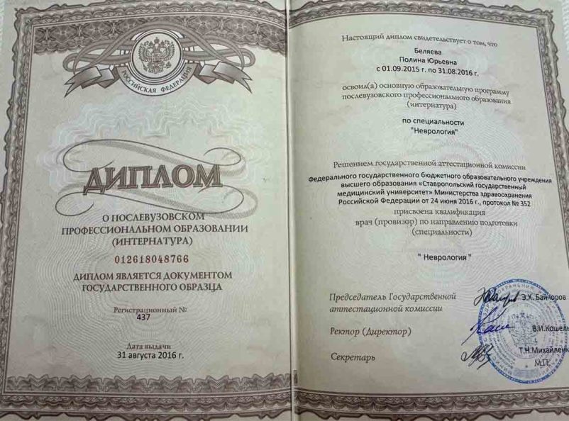 Диплом «Неврология»