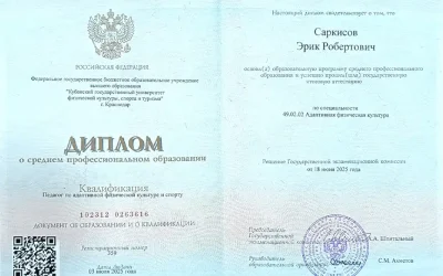 Саркисов Эрик Робертович диплом адаптивная физическая культура